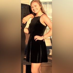 Black Velvet Halter Top Dress, Size M